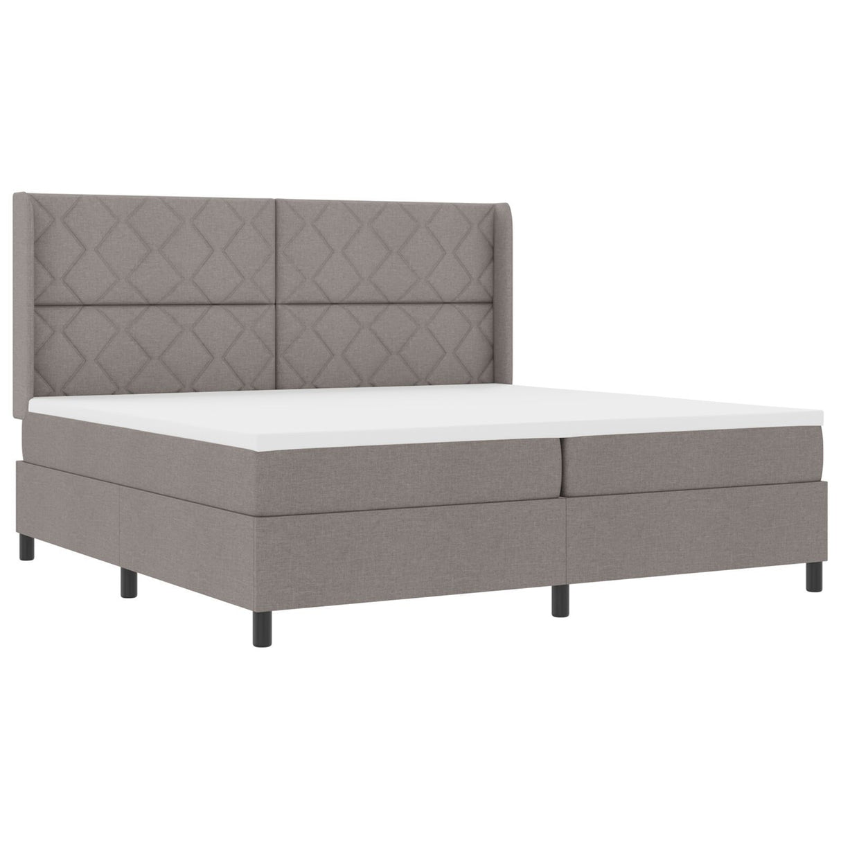Box Spring Bed With Mattress - Taupe, 200X200 Cm, Fabric