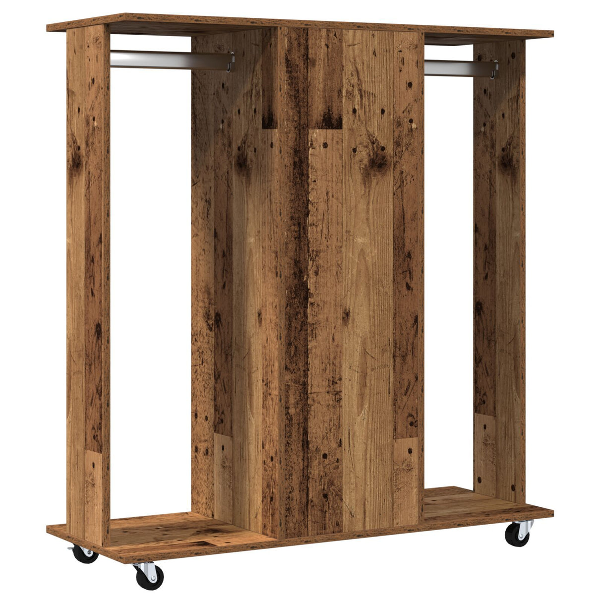 Wardrobe With Wheels Old Wood 102X38X110 Cm Engineered Wood