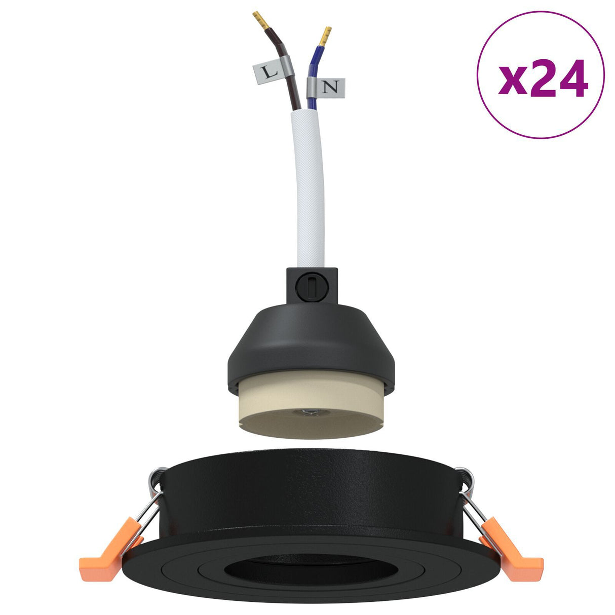 Recessed Spotlights 24 Pcs Round Gu10 Black Ø91 Mm