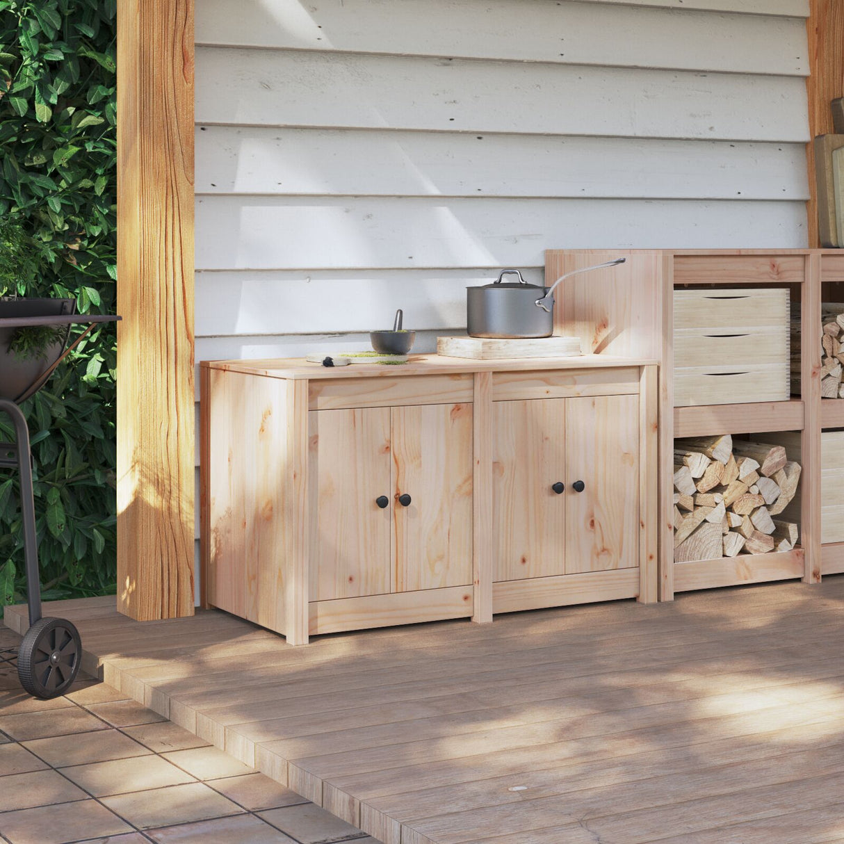 Outdoor Kitchen Cabinet 106X55X64 Cm Solid Wood Pine