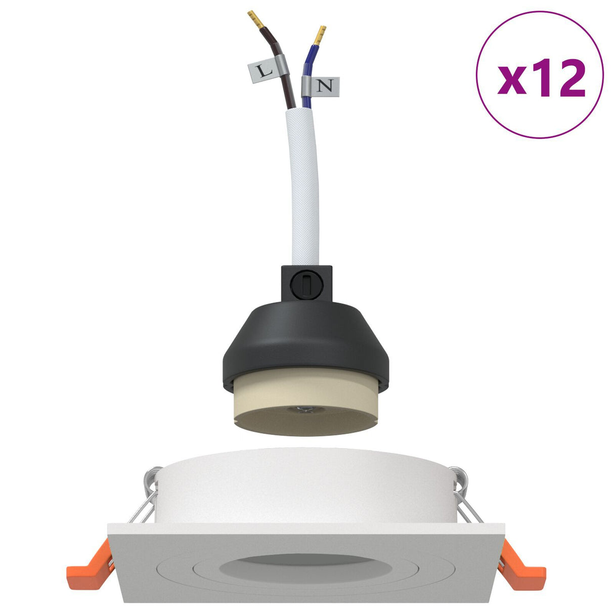 Recessed Spotlights 12 Pcs Square Gu10 White 91X91 Mm