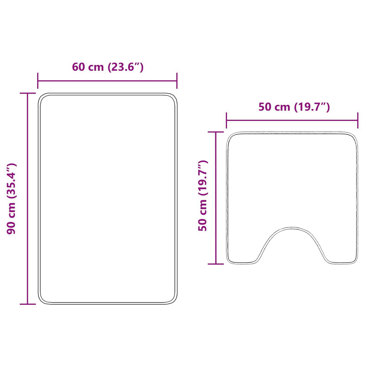 2 Piece Bath Mat Set Polypropylen Non-Slip