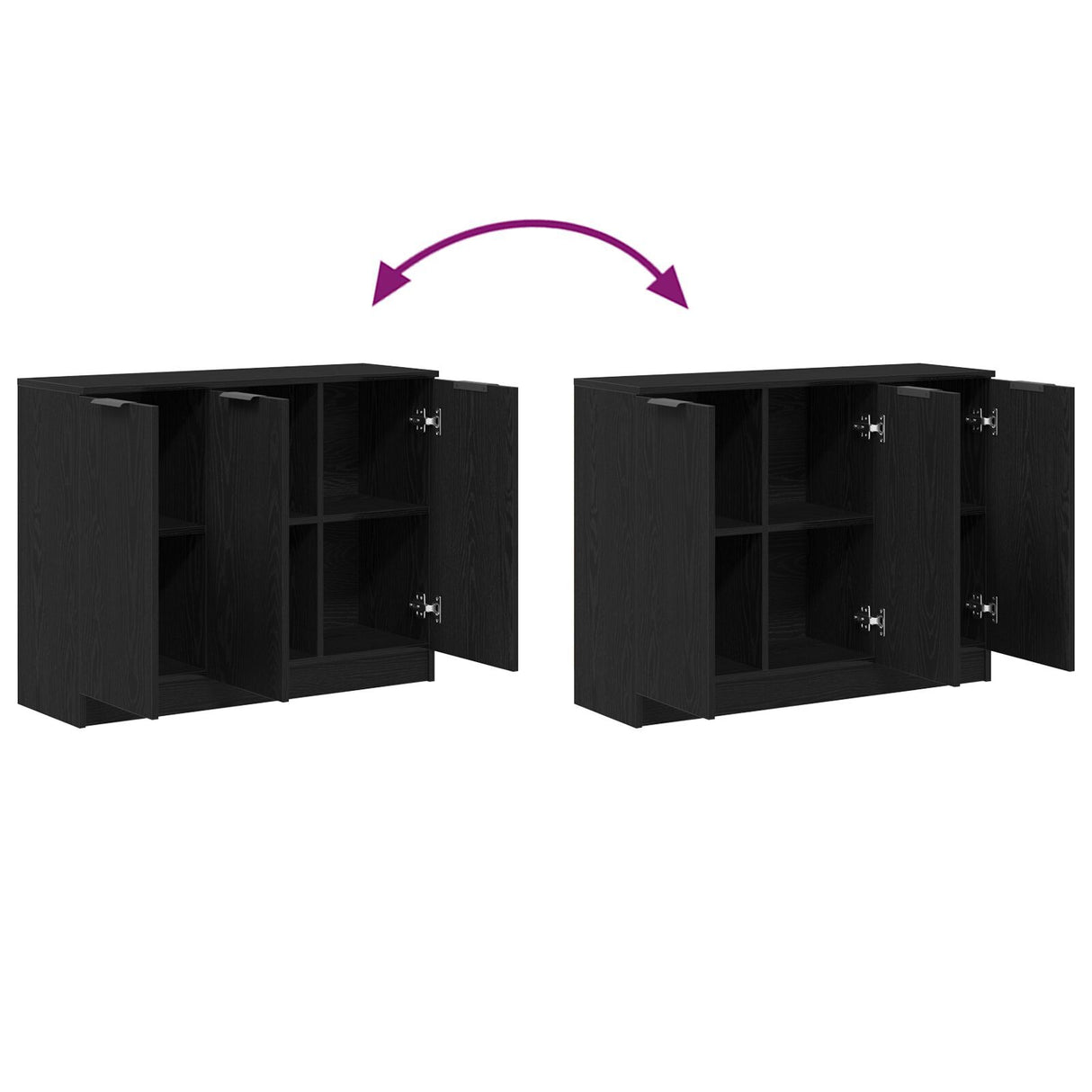 Sideboard Black Oak 90,5X30X70 Cm Engineered Wood