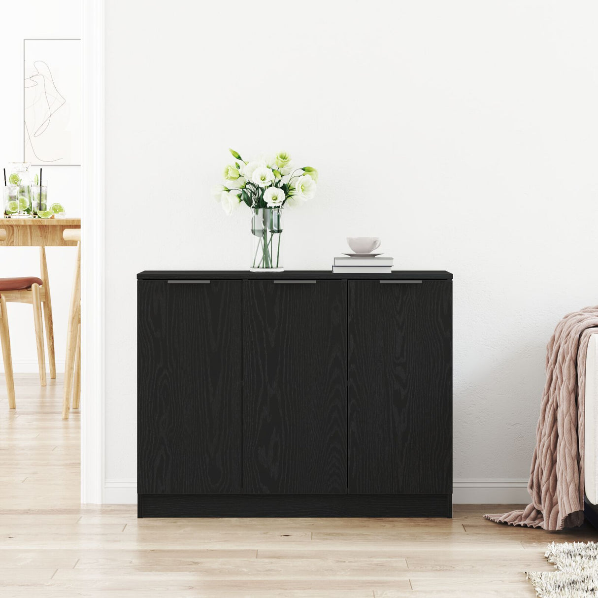 Sideboard Black Oak 90,5X30X70 Cm Engineered Wood