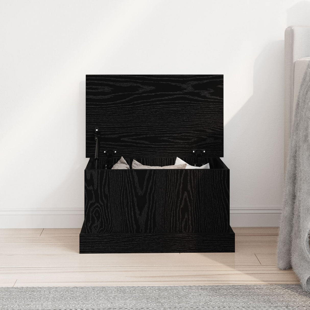Storage Box Black Oak 50X30X28 Cm Engineered Wood