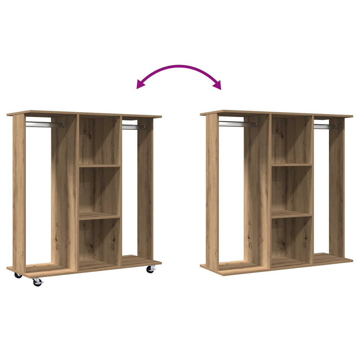 Wardrobe With Wheels Artisan Oak 102X38X110 Cm Engineered Wood