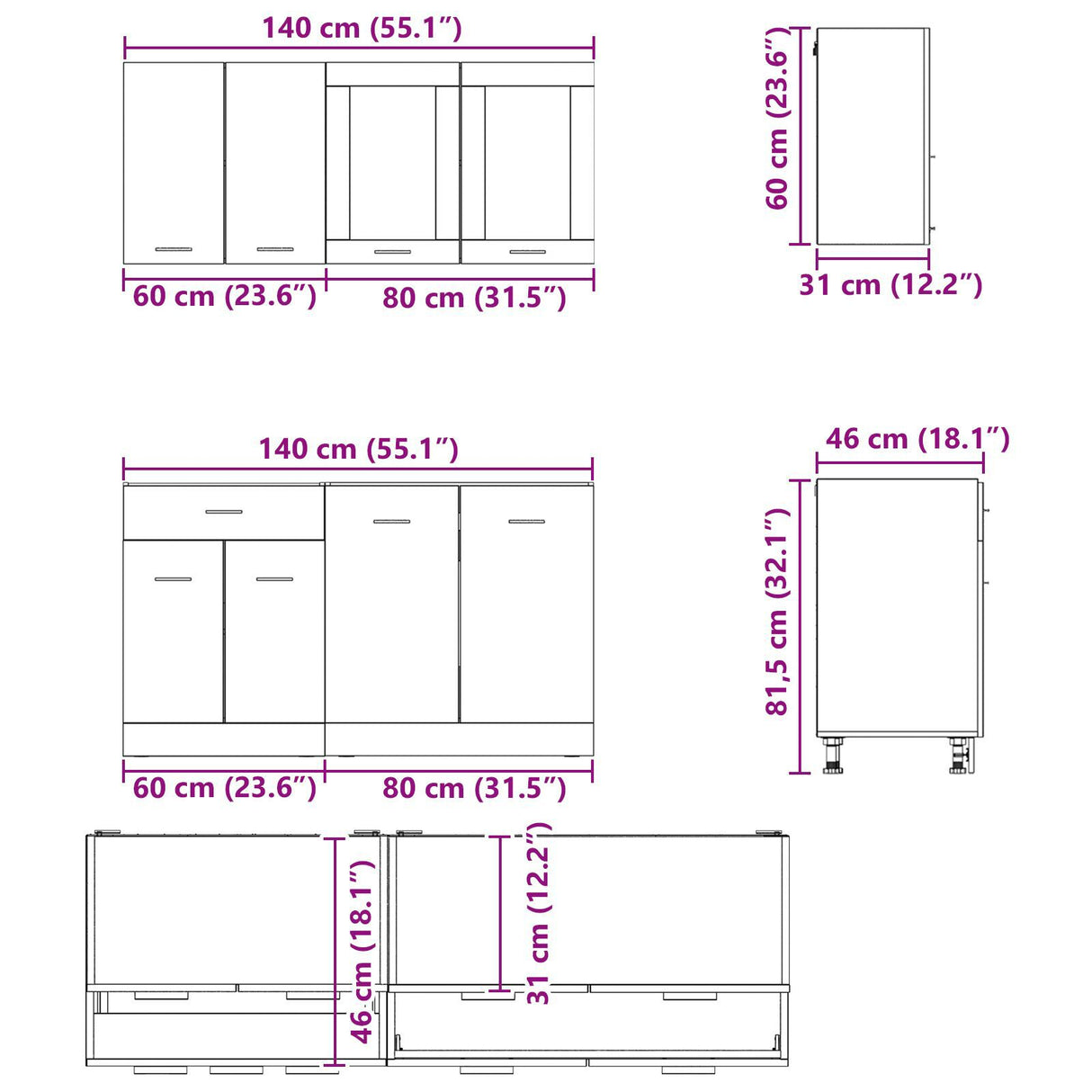 4 Piece Kitchen Cabinet Set Grey Sonoma Engineered Wood