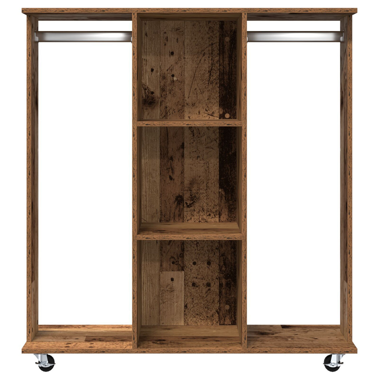 Wardrobe With Wheels Old Wood 102X38X110 Cm Engineered Wood