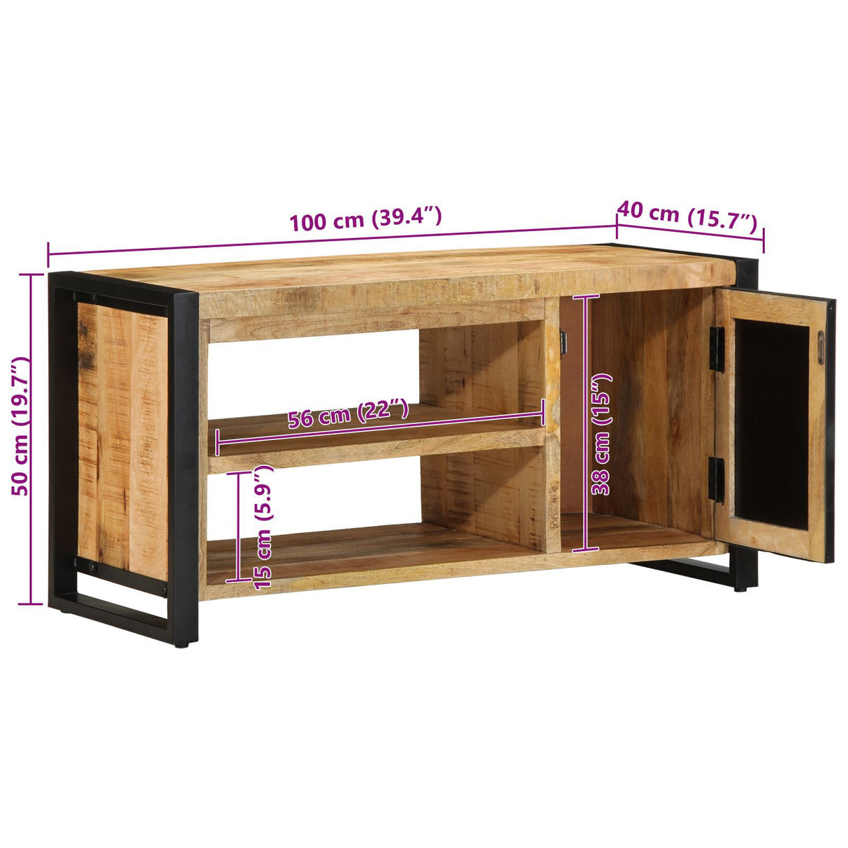 Shoe Bench 100X40X50 Cm Solid Wood Rough Mango