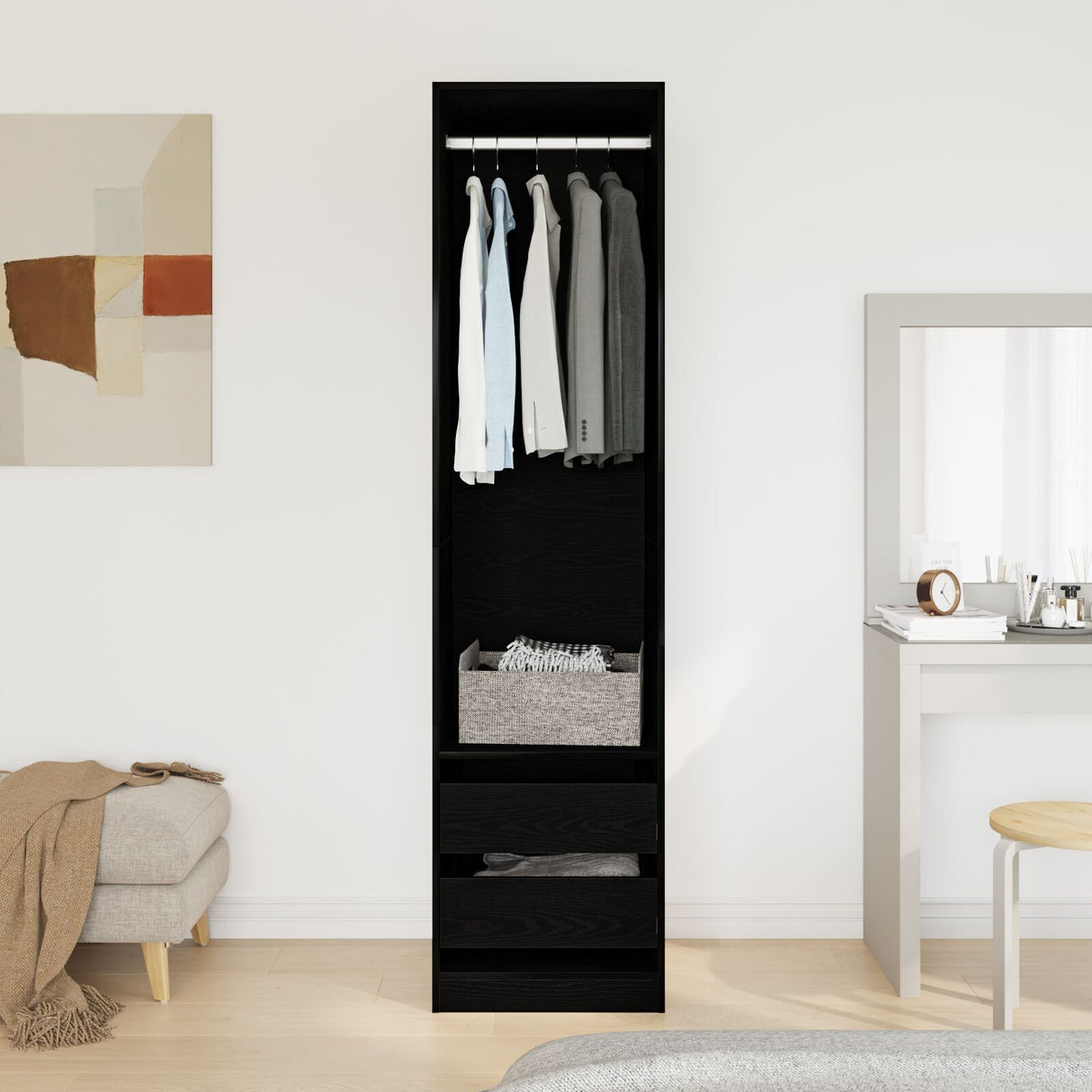 Wardrobe - Black Oak, 50X50X200 Cm, Made Of Engineered Wood