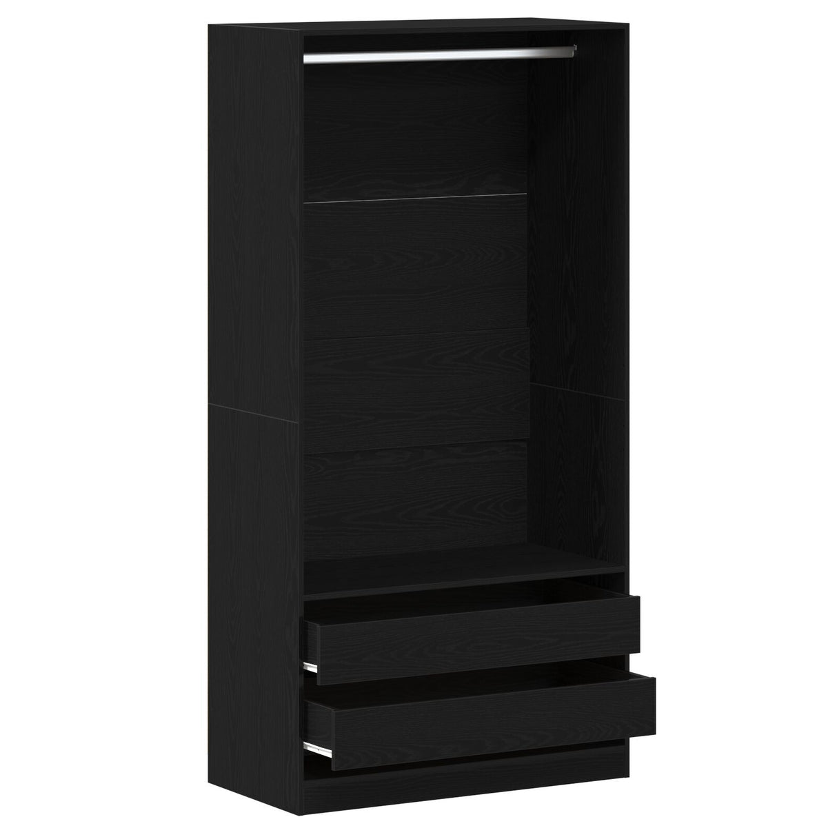 Black Oak Wardrobe - 100X50X200 Cm - Made From Engineered Wood