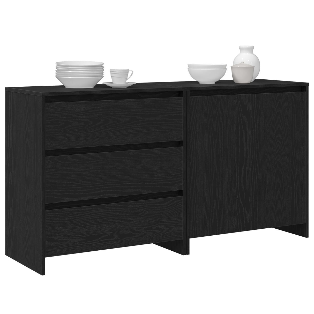 2-Piece Sideboards In Black Oak Engineered Wood