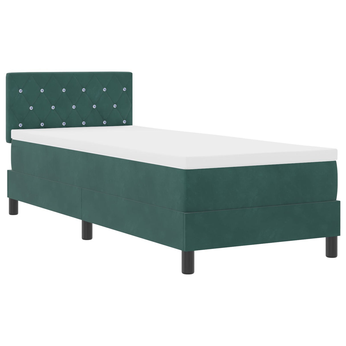 Box Spring Bed With Mattress Dark Green 80X200 Cm Velvet