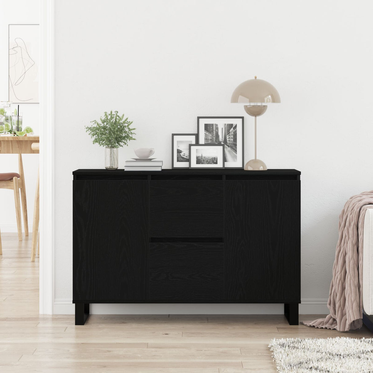 Sideboard Black Oak 104X35X70 Cm Engineered Wood