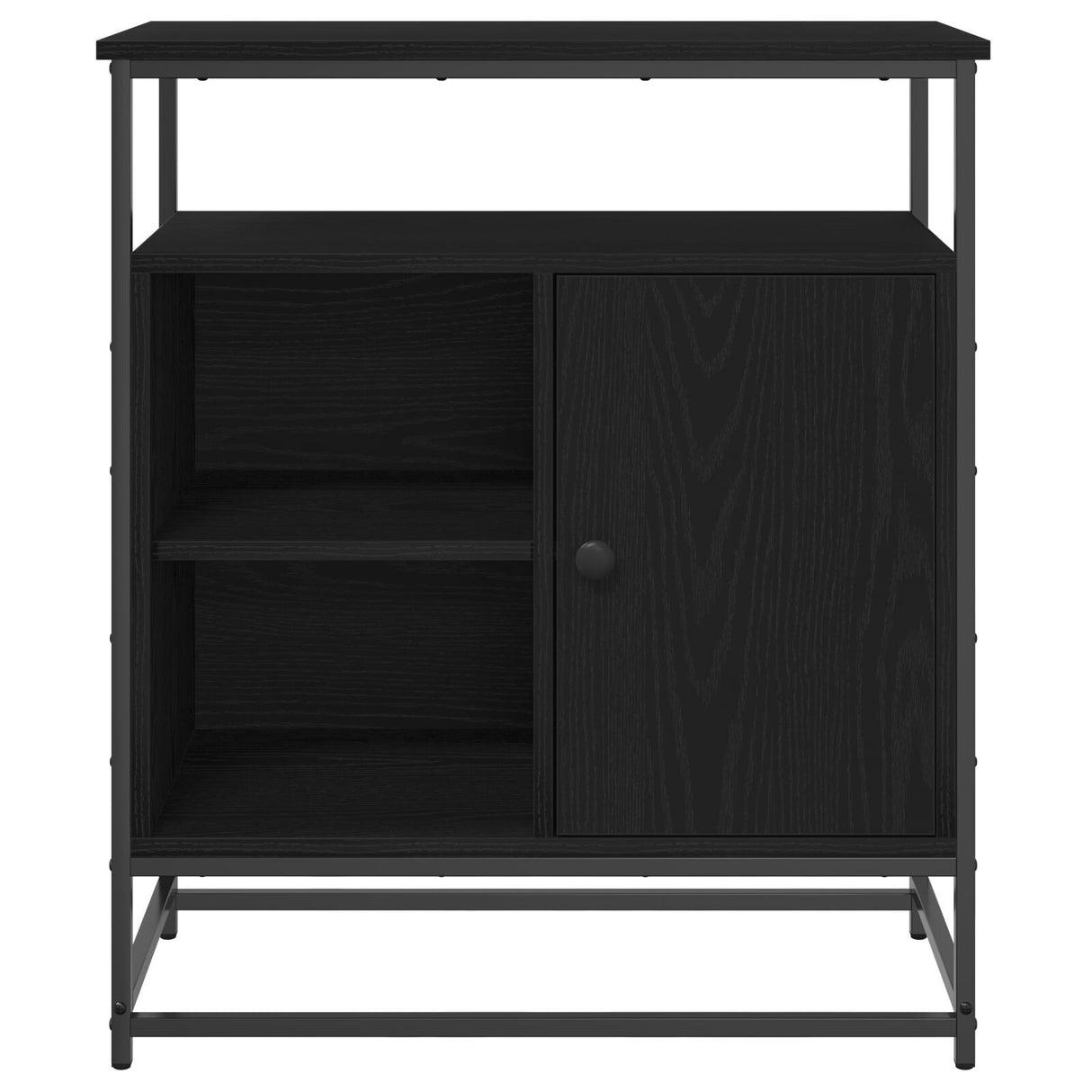 Sideboard Black Oak 69X35X80 Cm Engineered Wood And Steel