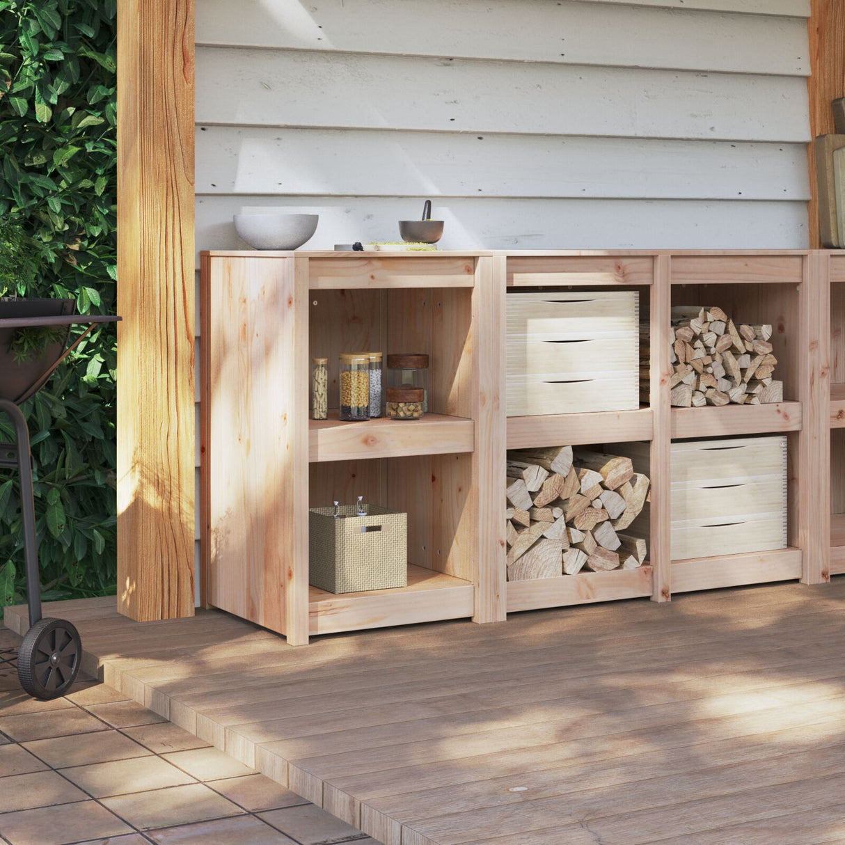 Outdoor Kitchen Cabinet 55X55X92 Cm Solid Wood Pine