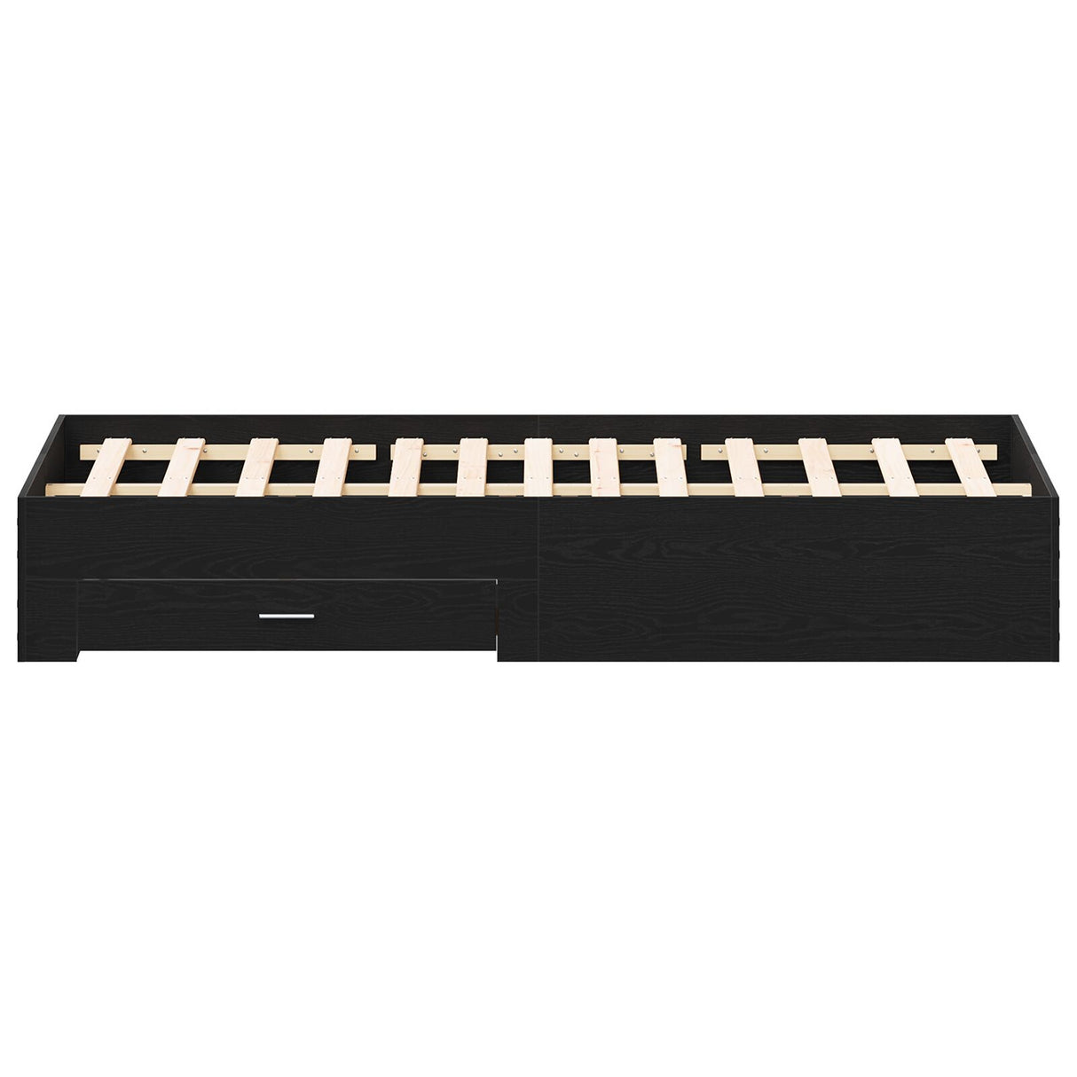 Bed Frame With Drawers Black Oak 180X200 Cm Engineered Wood