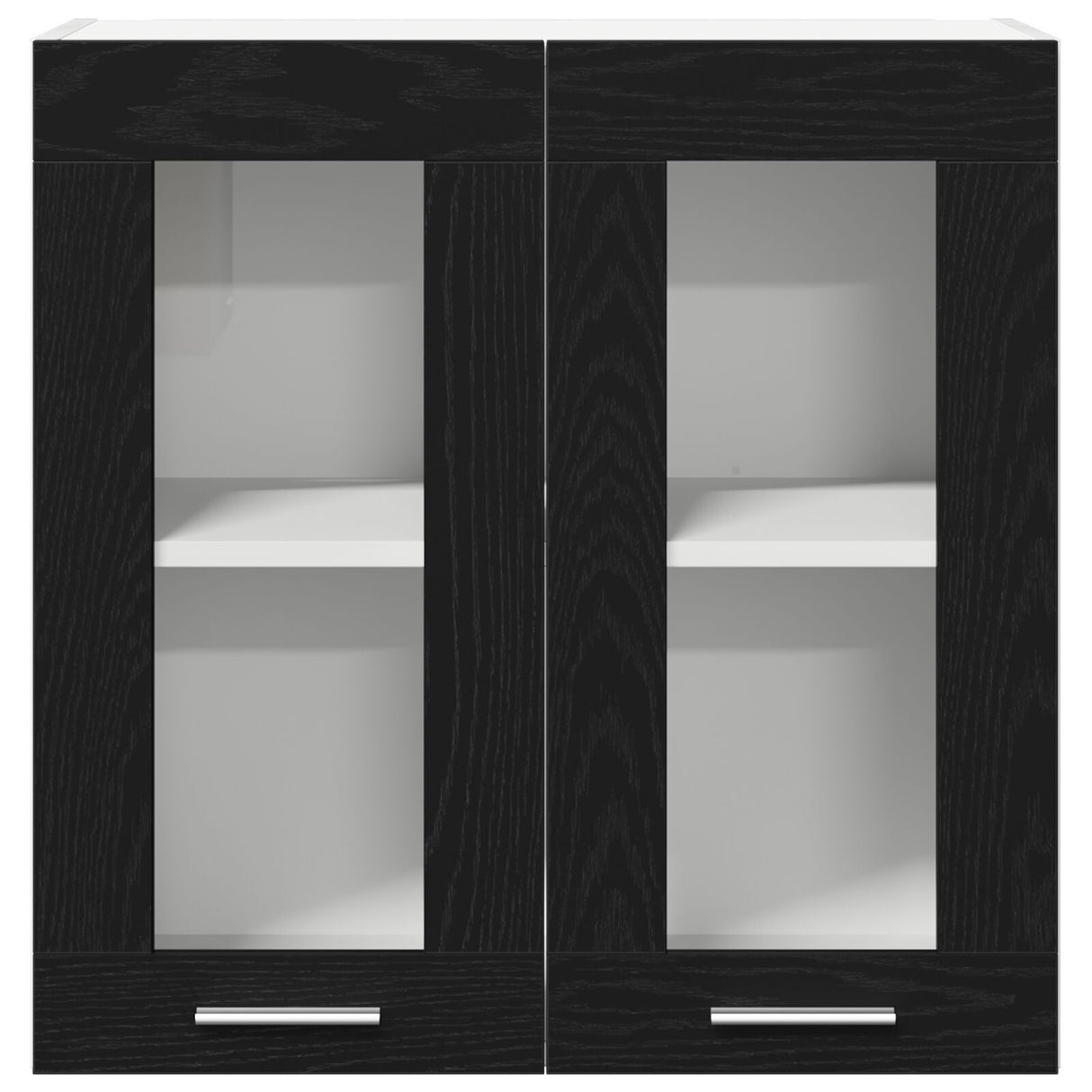 Hanging Glass Cabinet In Black Oak - 60X31X60 Cm, Made From Engineered Wood