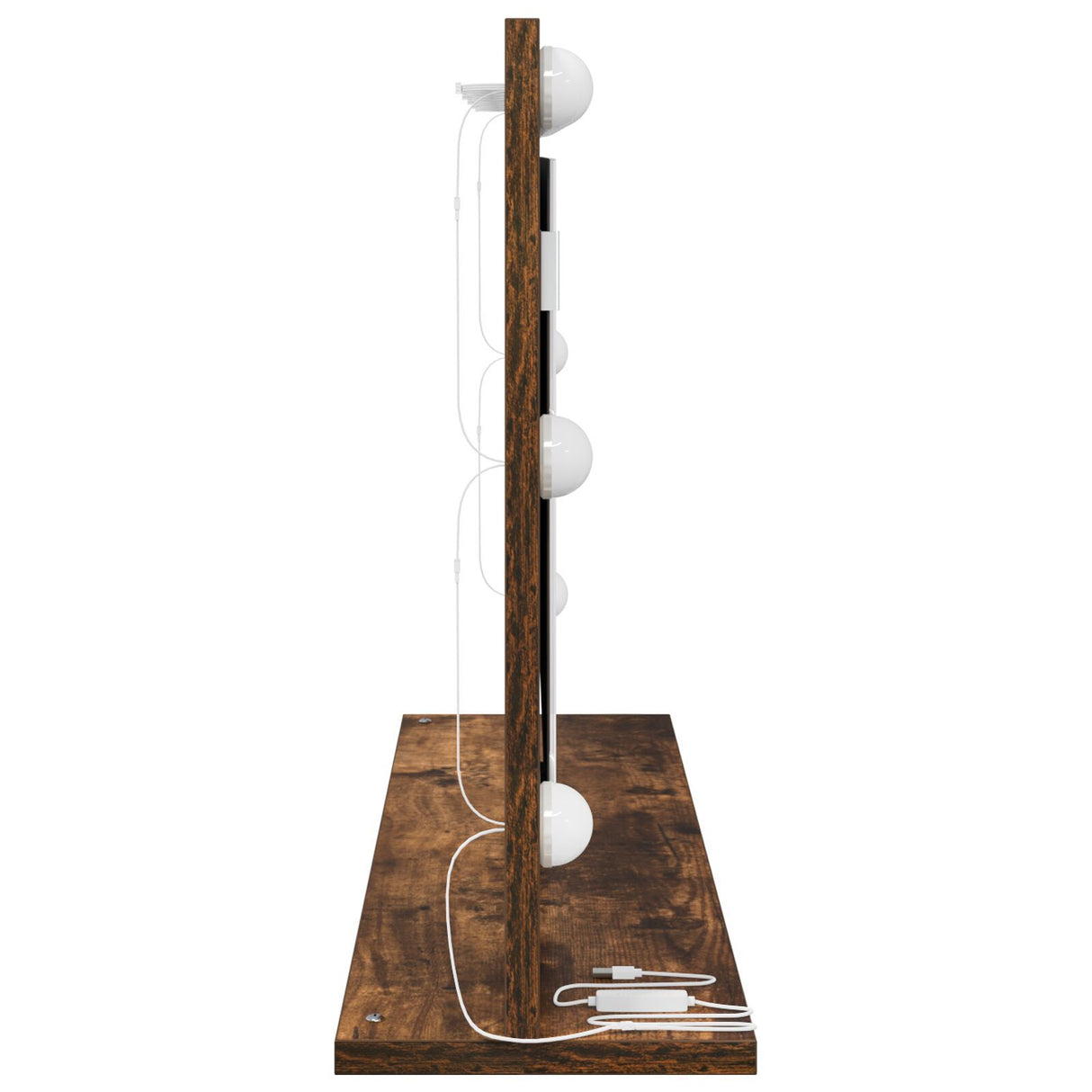 Vanity Mirror Smoked Oak, Silver Wood, Glass 80 X 45 Cm Mirror