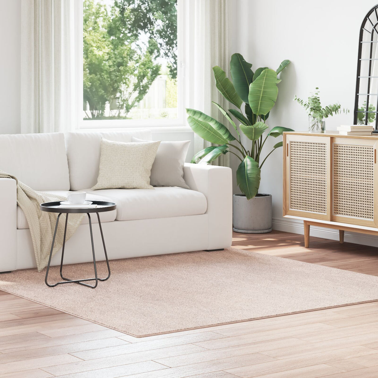 Shaggy Rug With Latex Backing Cream 200X200 Cm