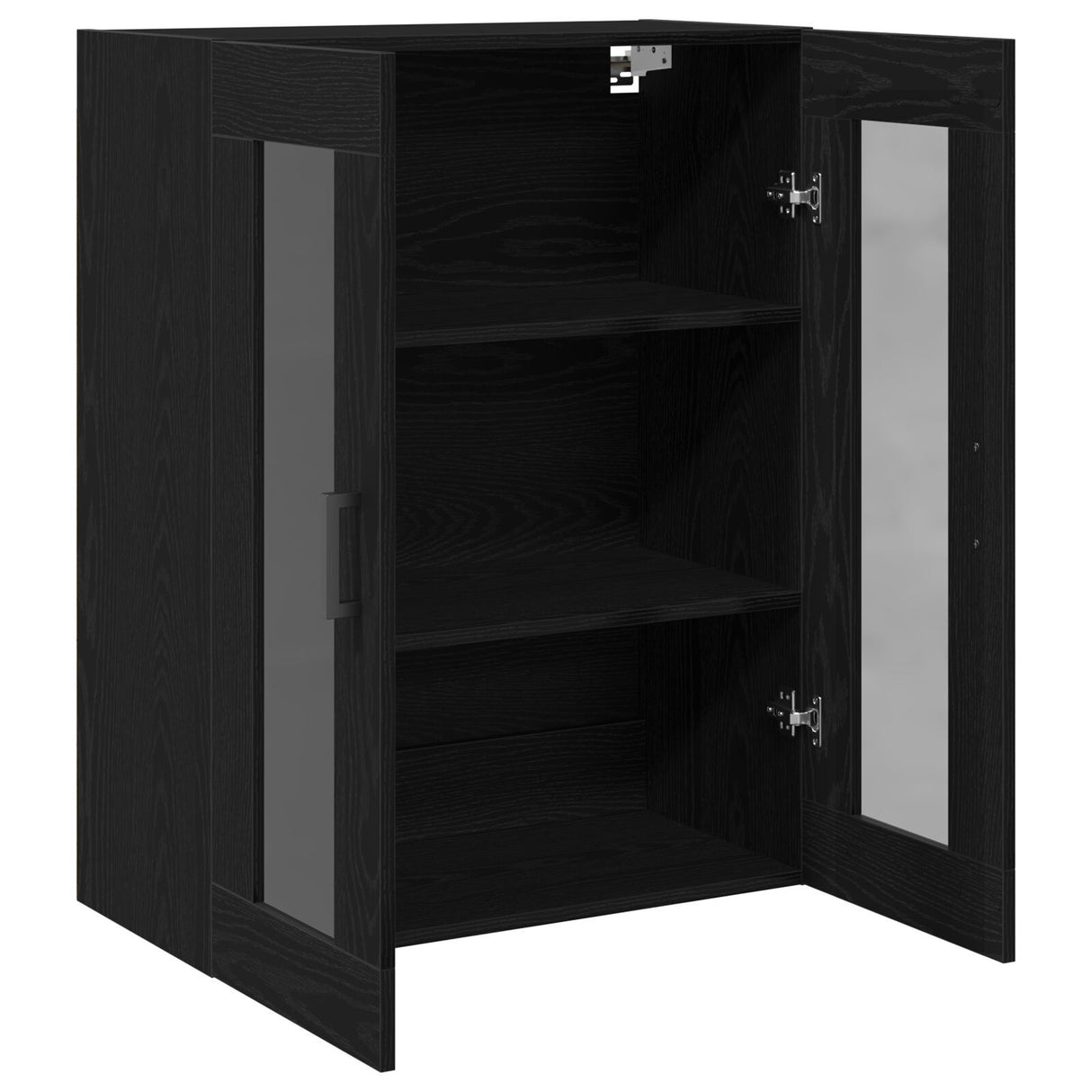 Wall-Mounted Cabinet With Glass Doors Black Oak 69.5X34X90 Cm