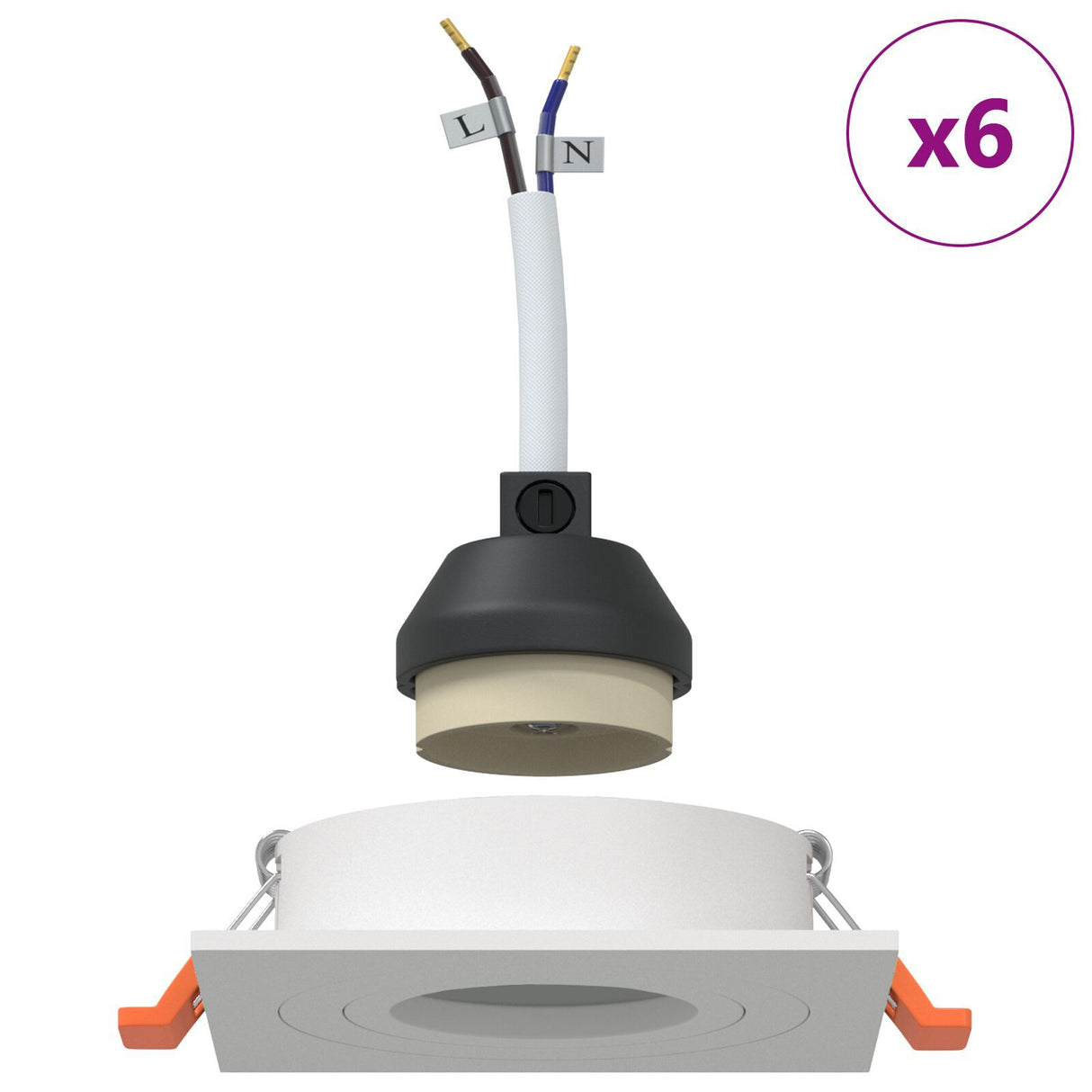 Recessed Spotlights 6 Pcs Square Gu10 White 91X91 Mm