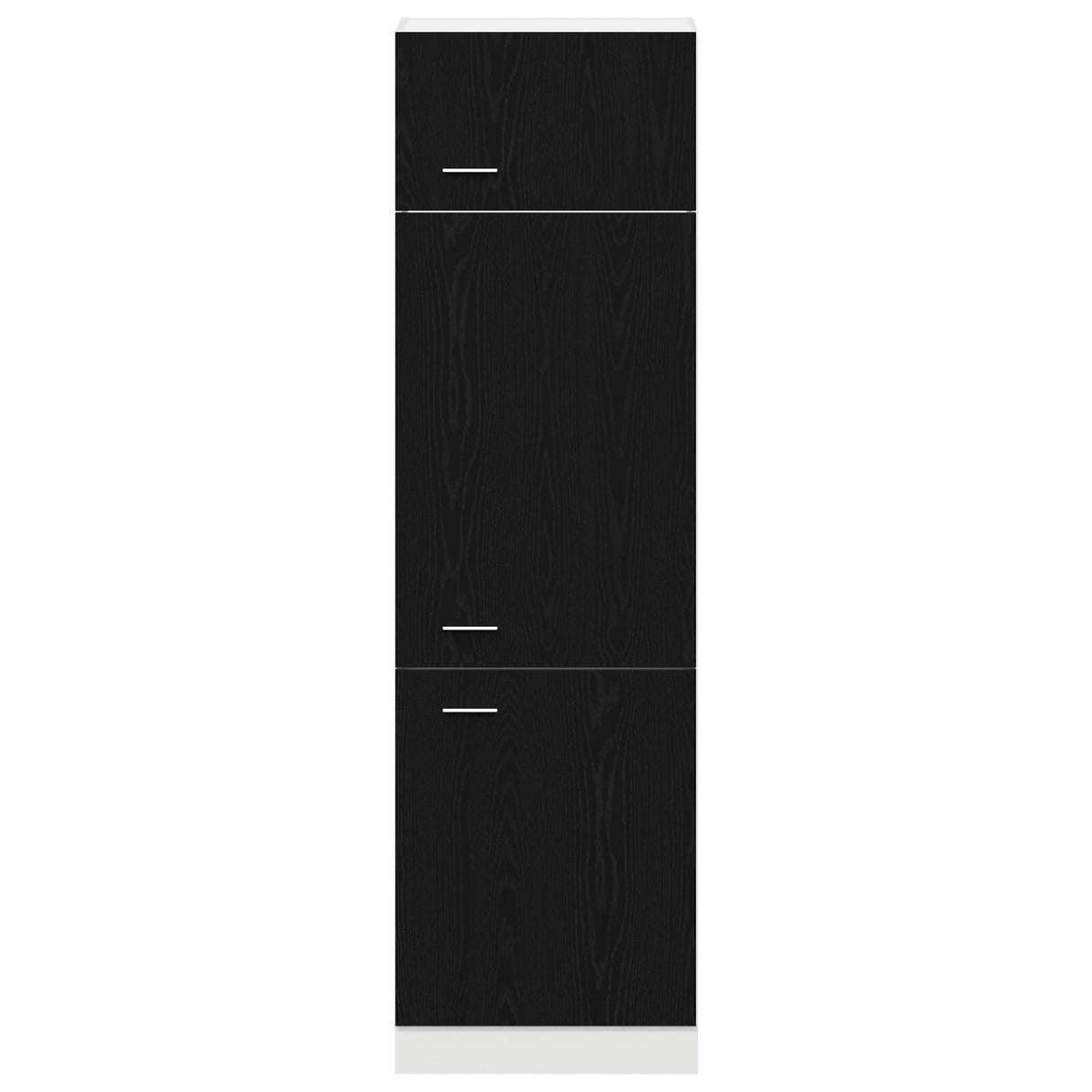 Fridge Cabinet In Black Oak - 60X57X207 Cm, Made Of Engineered Wood