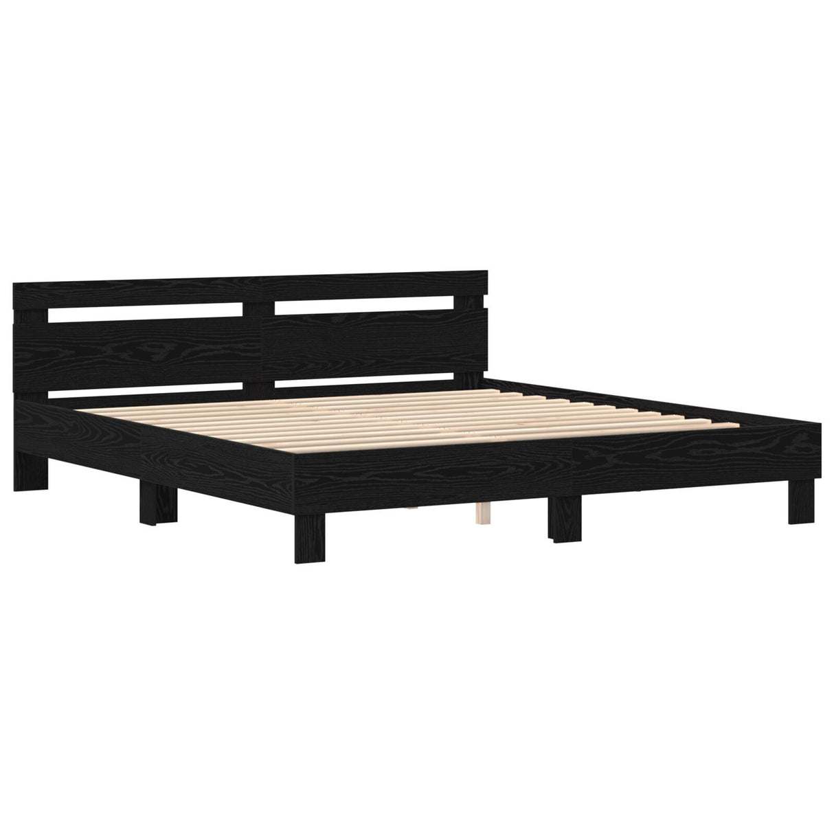 Oak Bed Frame Black Oak Solid Oak Wood 180 X 200 Cm Sturdy