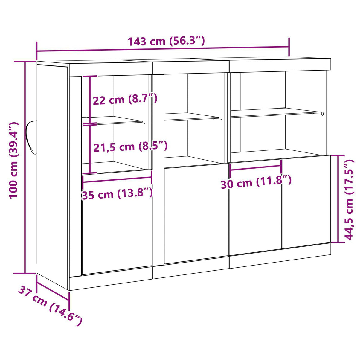 Sideboard With Led Lights Old Wood 142.5X37X100 Cm Engineered Wood