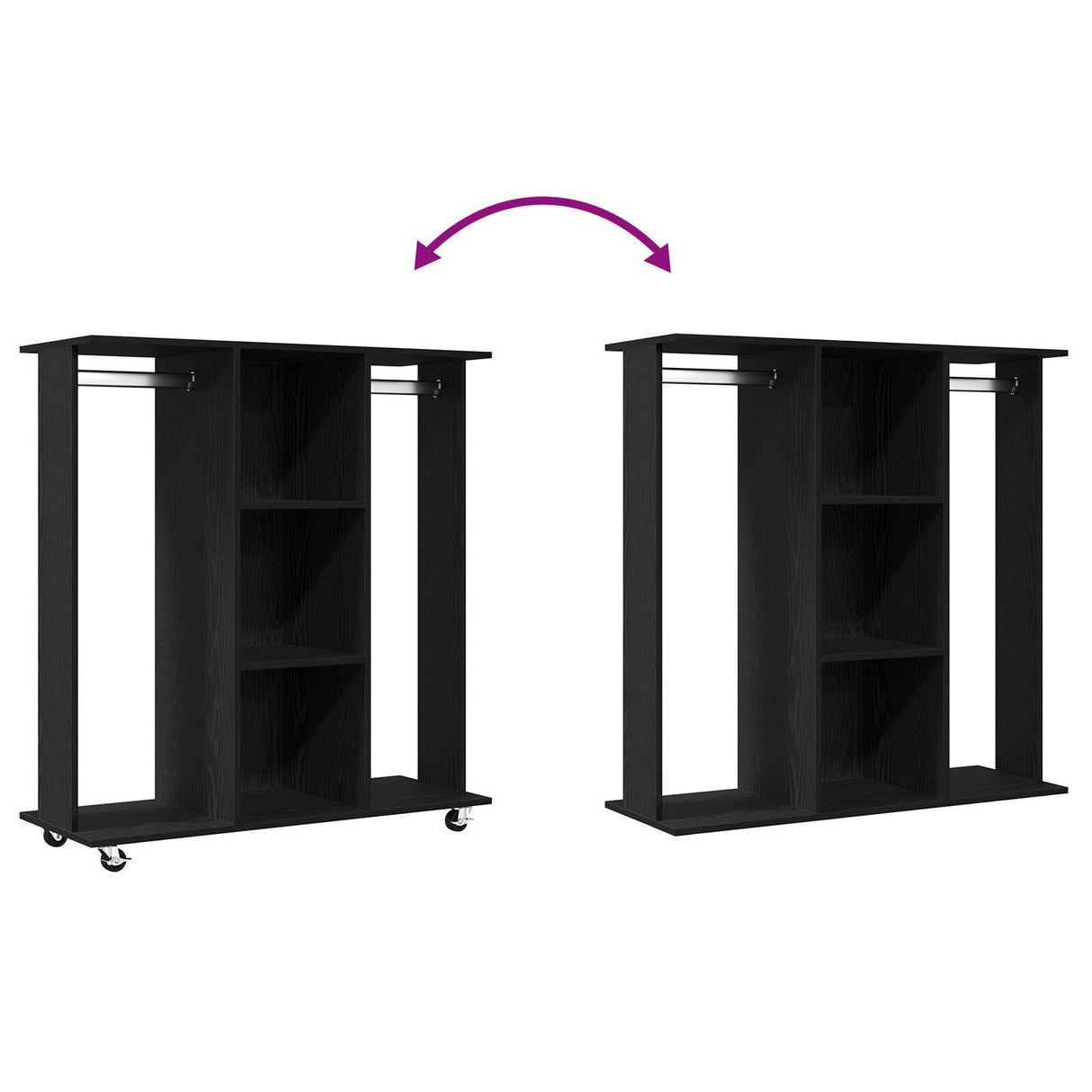 Wardrobe With Wheels Black Oak 102X38X110 Cm Engineered Wood