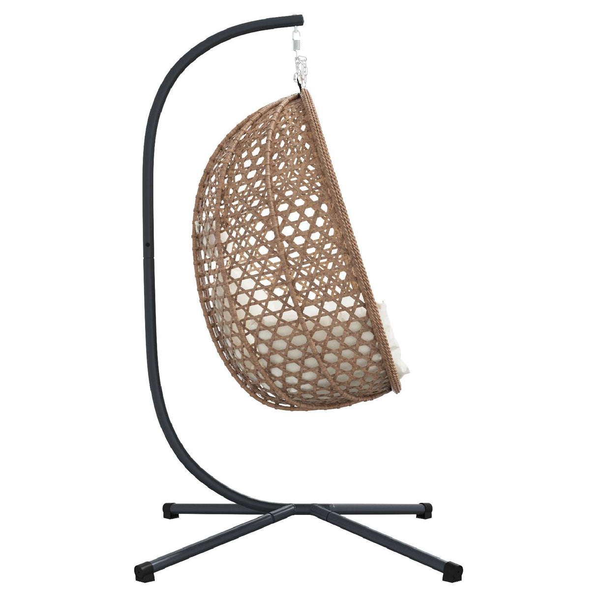 Hanging Egg Chair Basket With Stand Coffee Poly Rattan