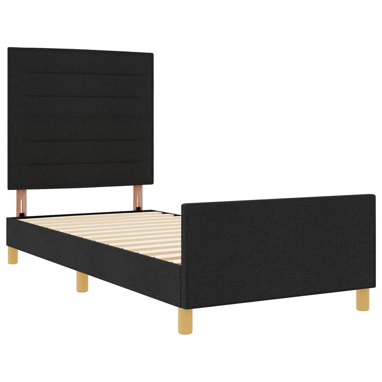 Black Fabric Bed Frame 90X190 Cm