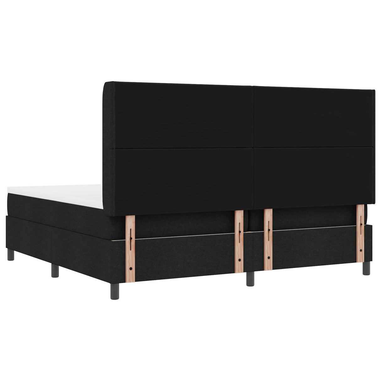 Box Spring Bed With Mattress & Led Black 200X200 Cm Fabric