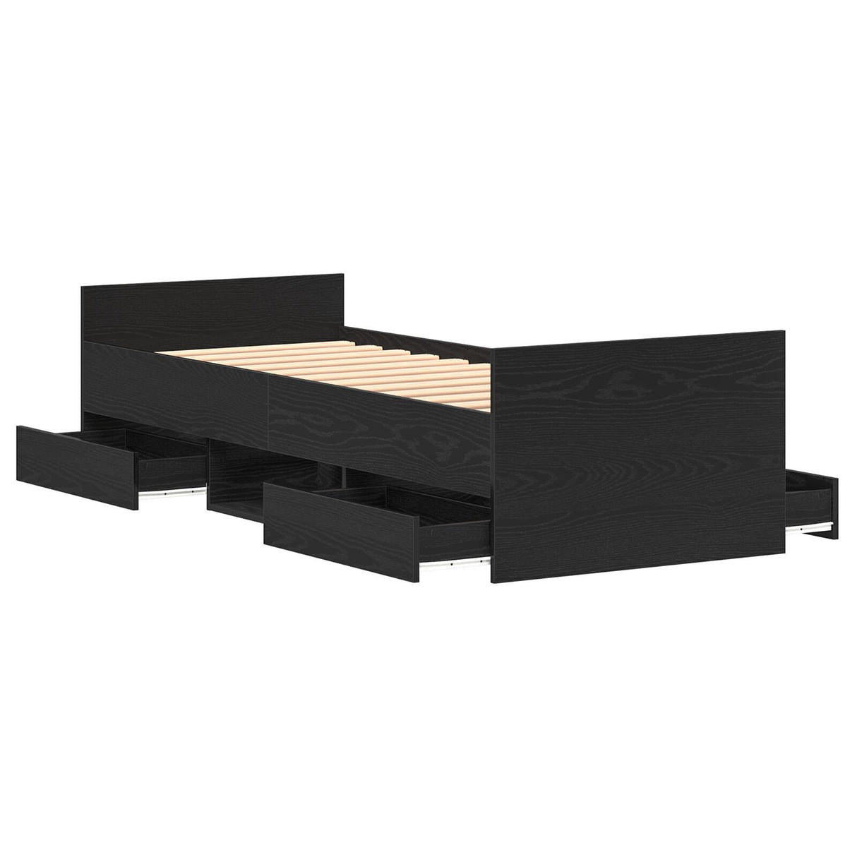 Bed Frame Without Mattress Black Oak 75X190 Cm Engineered Wood