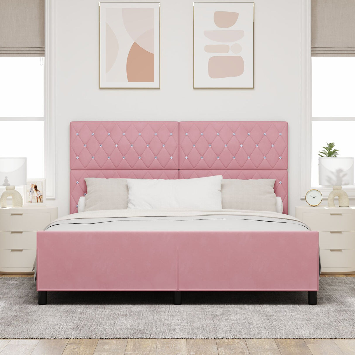 Bed Frame Pink 180X200 Cm Velvet