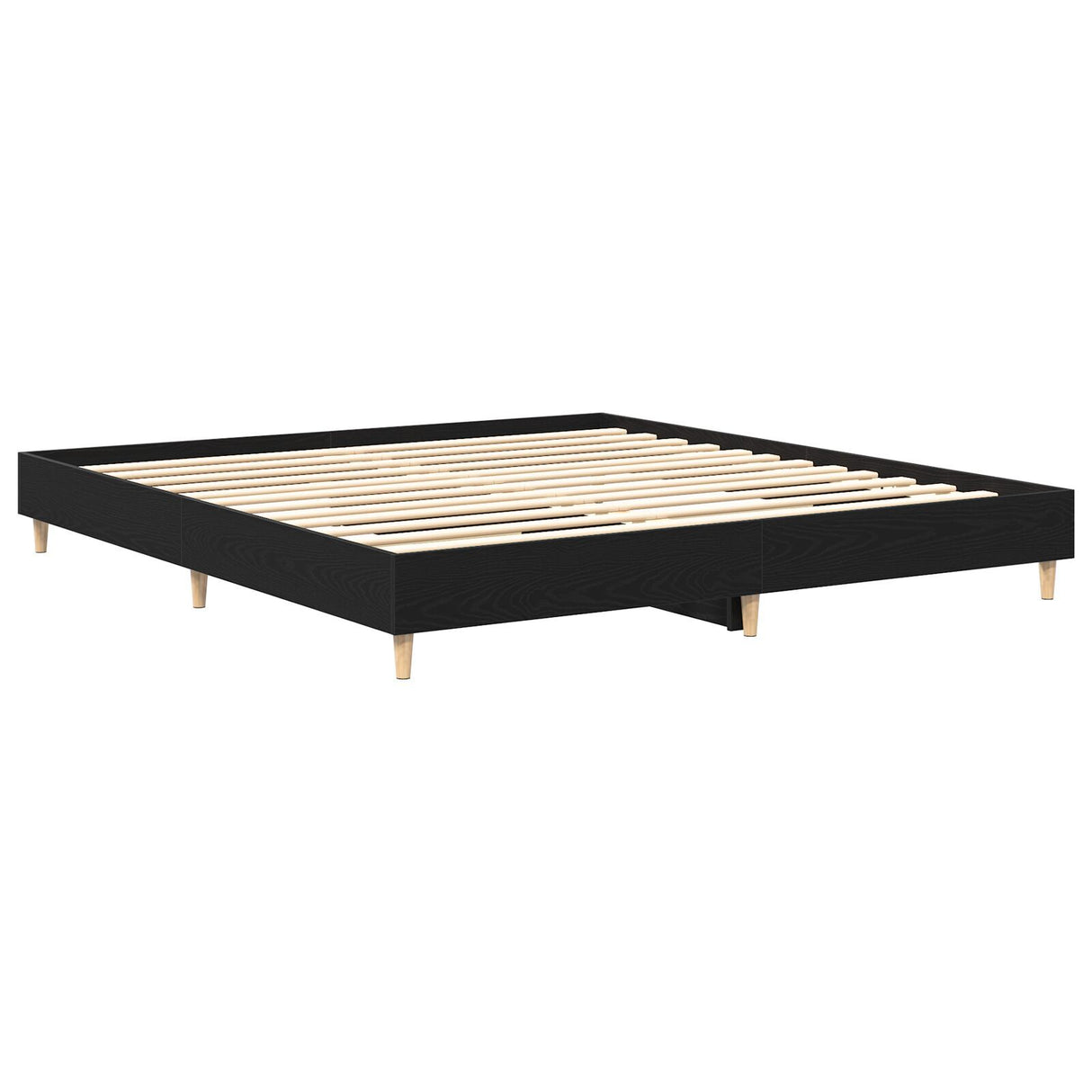 Bed Frame Black Oak 200X200 Cm Engineered Wood