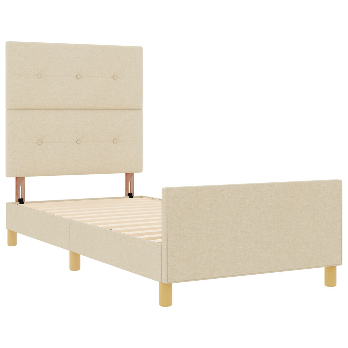 Bed Frame Cream 90X190 Cm Fabric