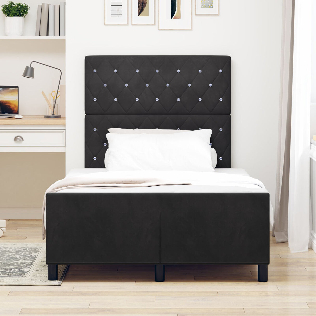 Bed Frame Black 120X200 Cm Velvet