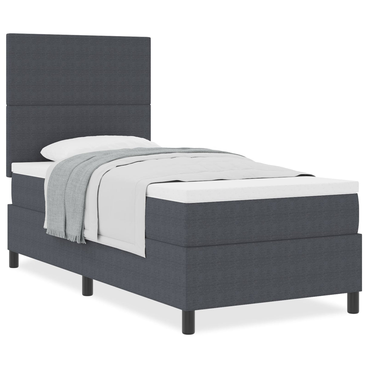Box Spring Bed With Mattress Dark Grey 80X200 Cm Corduroy Fabric