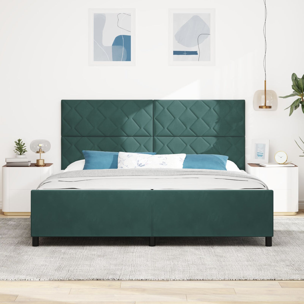 Bed Frame Dark Green 200X200 Cm Velvet