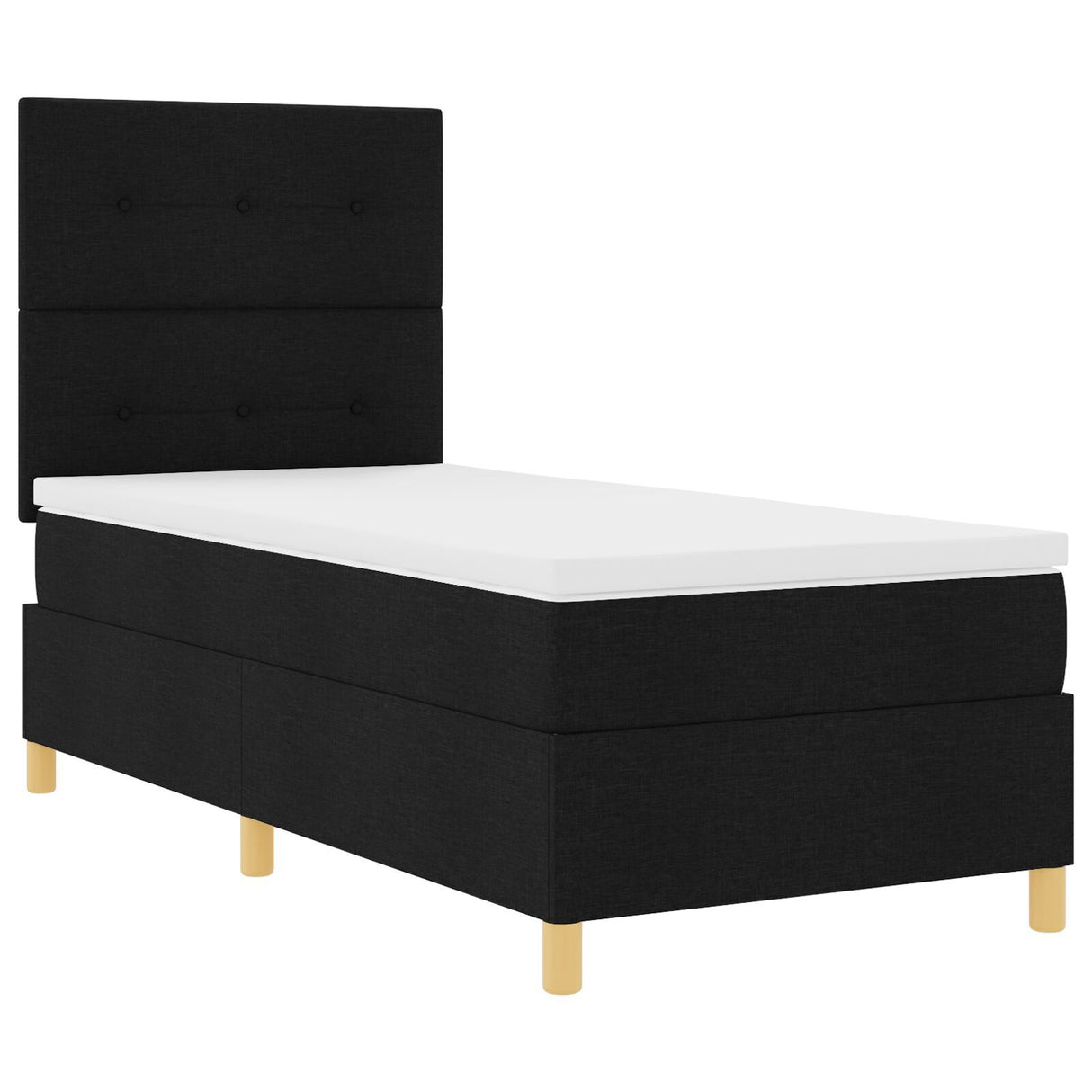 Box Spring Bed With Mattress & Led Black 80X200 Cm Fabric