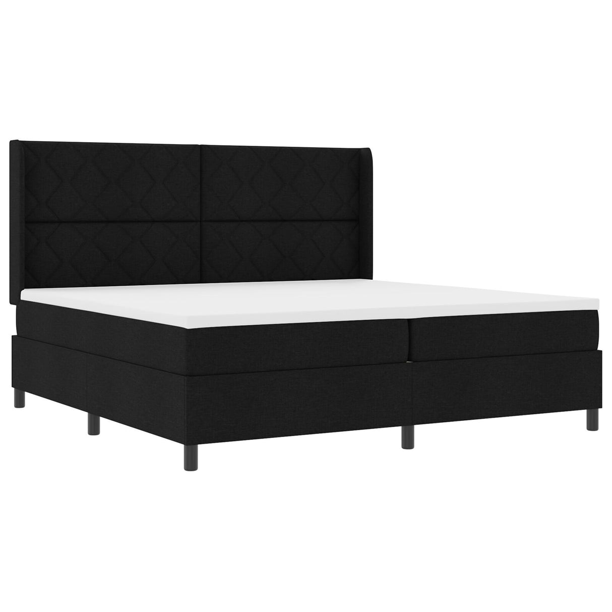 Box Spring Bed With Mattress & Led Black 200X200 Cm Fabric
