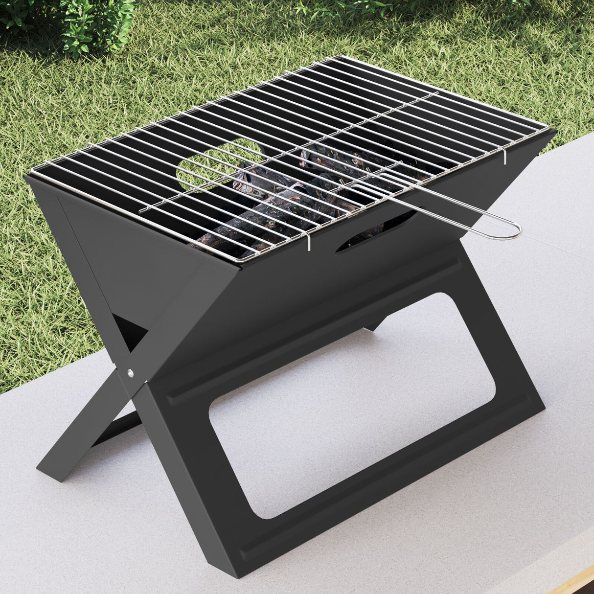 Charcoal Bbq Grill - Foldable, Black, 46X30X31 Cm, Made Of Steel