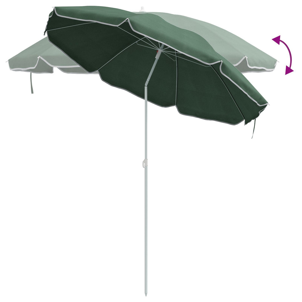 Beach Parasol With Metal Pole Green 161X193 Cm Polyester