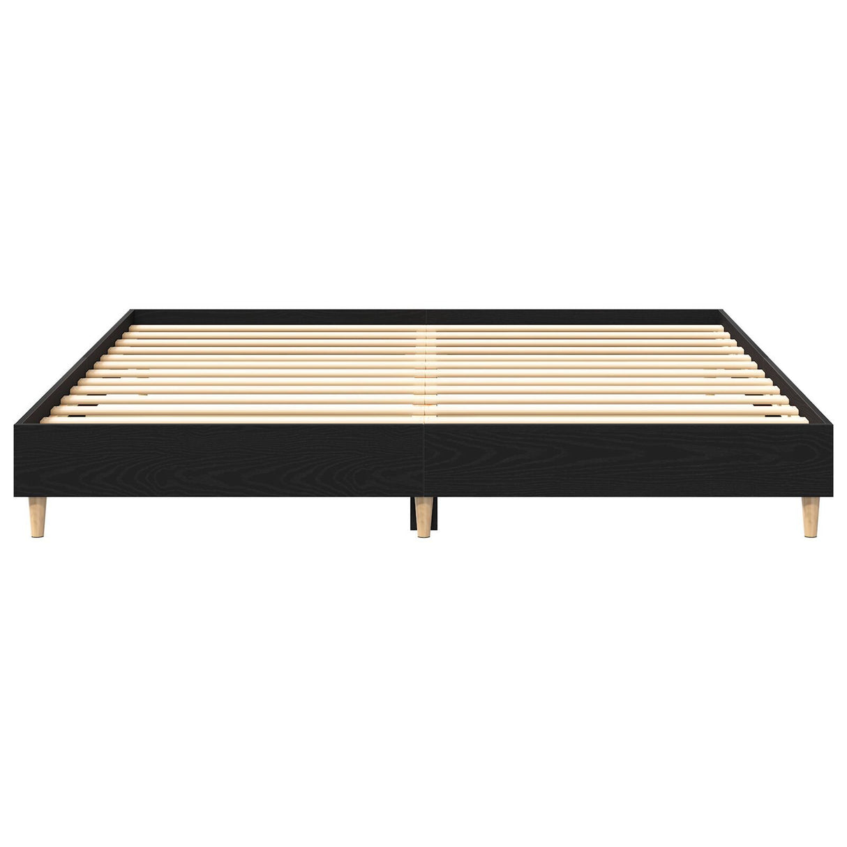 Bed Frame Black Oak 200X200 Cm Engineered Wood