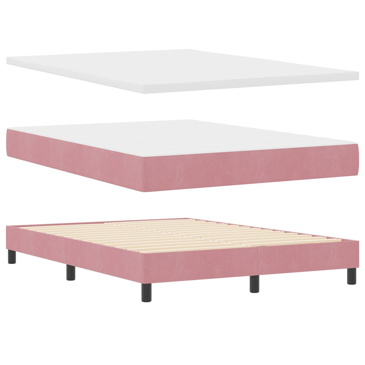 Box Spring Bed With Mattress Pink 160X200 Cm Velvet
