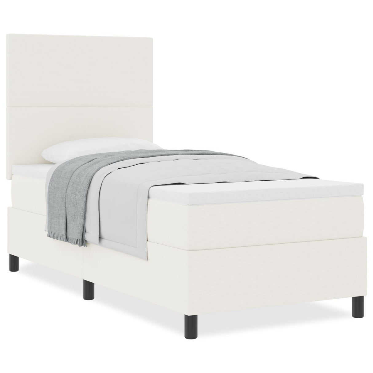 Box Spring Bed With Mattress Cream 80X200 Cm Corduroy Fabric