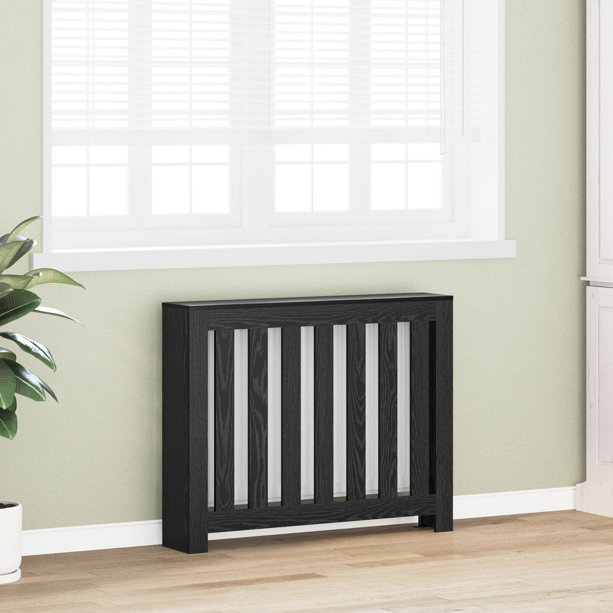Radiator Cover Black Oak 104X20X82 Cm Engineered Wood