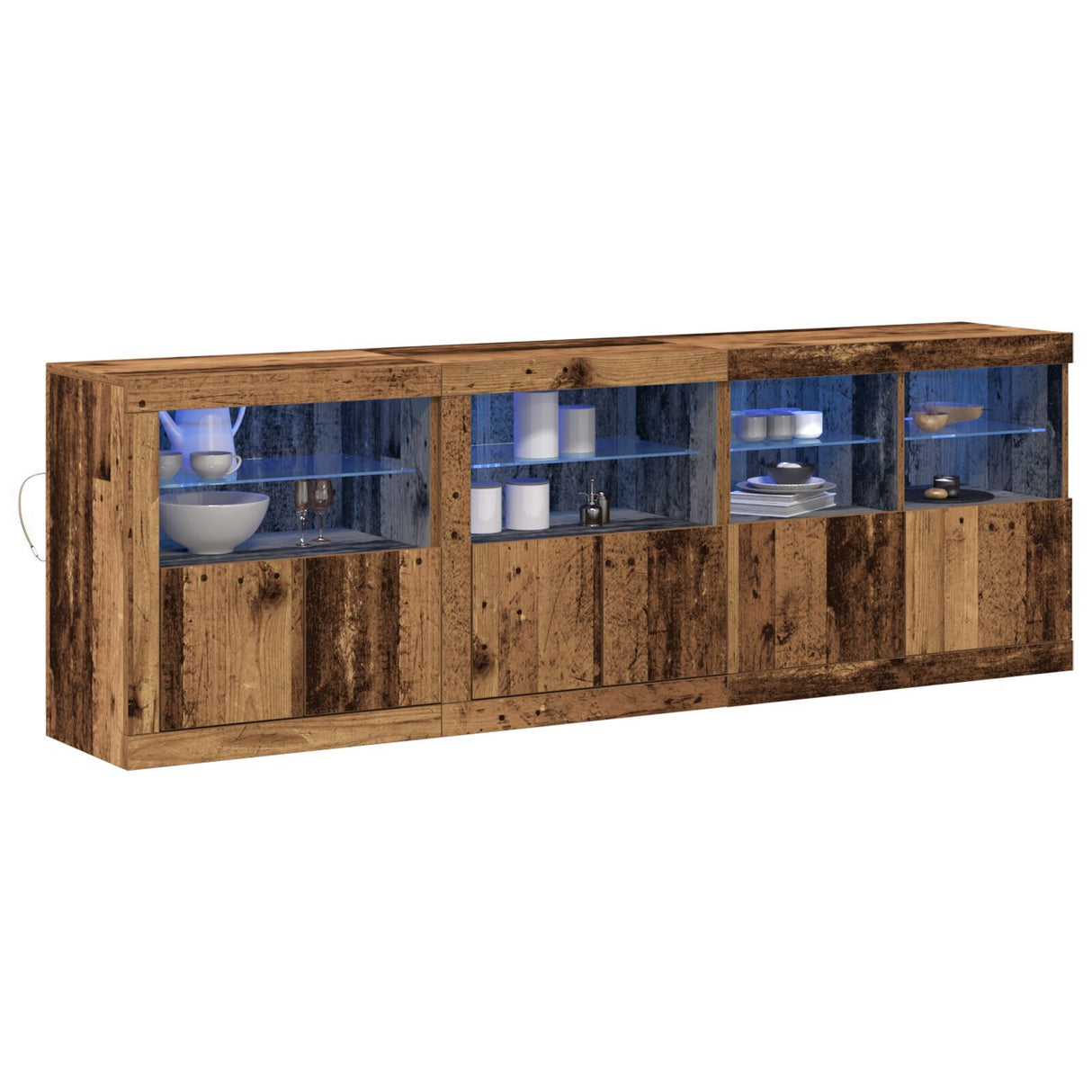 Sideboard With Led Lights Old Wood 202X37X67 Cm Engineered Wood