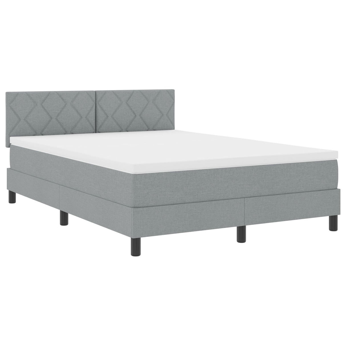 Box Spring Bed With Mattress & Led Light Grey 140X200 Cm Fabric
